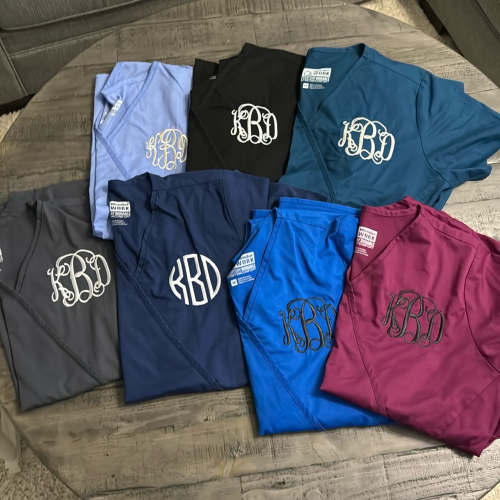 Lot Of “KBD” Monogrammed Women’s Scrub Tops by Wonder Wink